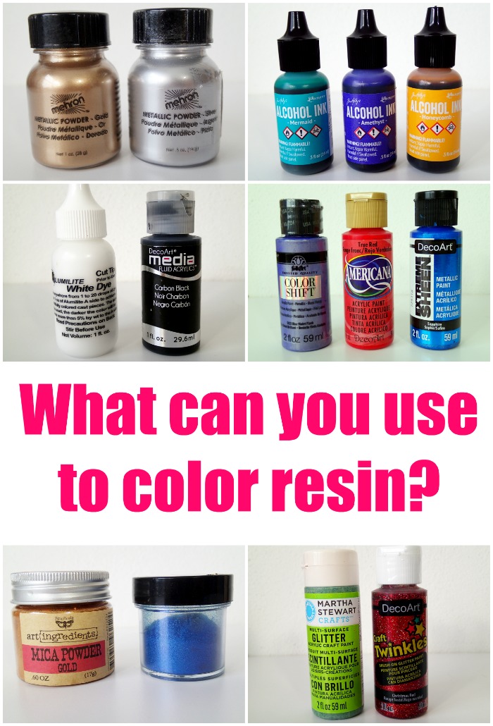 What sort of products can be used to color resin for art and crafts? We look at paints, powders, pigments, mica, gels and more. #resin #resinart